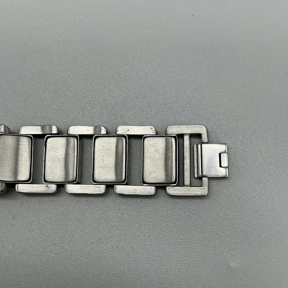 Fossil Womens Watch 21mm Black Dial Stainless Bracelet Wood New Battery 6.25
